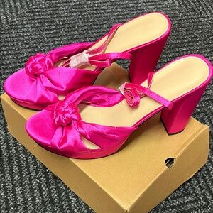 Elegant Pink Satin Women's Heels